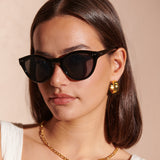 Clinton Circular Sunglasses in Black