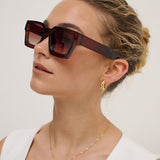 L&S Jury Rectangular Sunglasses in Brown