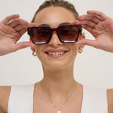 L&S Jury Rectangular Sunglasses in Brown