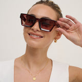 L&S Jury Rectangular Sunglasses in Brown