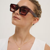 L&S Jury Rectangular Sunglasses in Brown