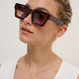 L&S Jury Rectangular Sunglasses in Brown