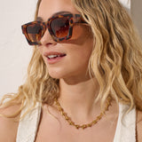L&S Jury Rectangular Sunglasses in Dark Tort