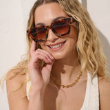 L&S Jury Rectangular Sunglasses in Dark Tort