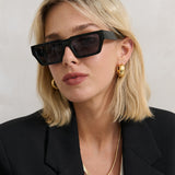 Theo Rectangular Sunglasses in Black