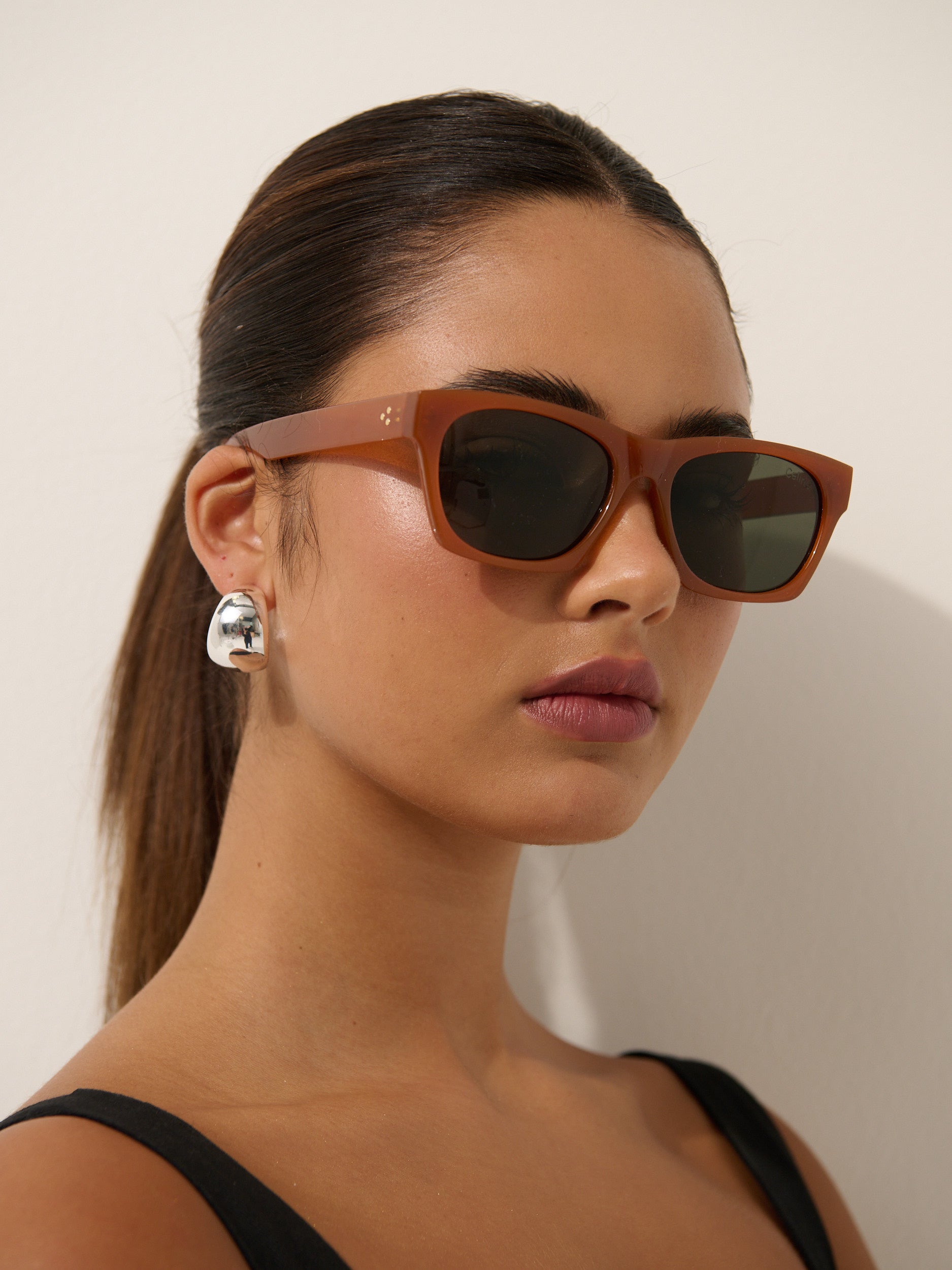 Ria Basic Square Sunglasses in Brown