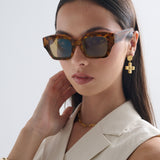 Jollie Angular Sunglasses in Tort