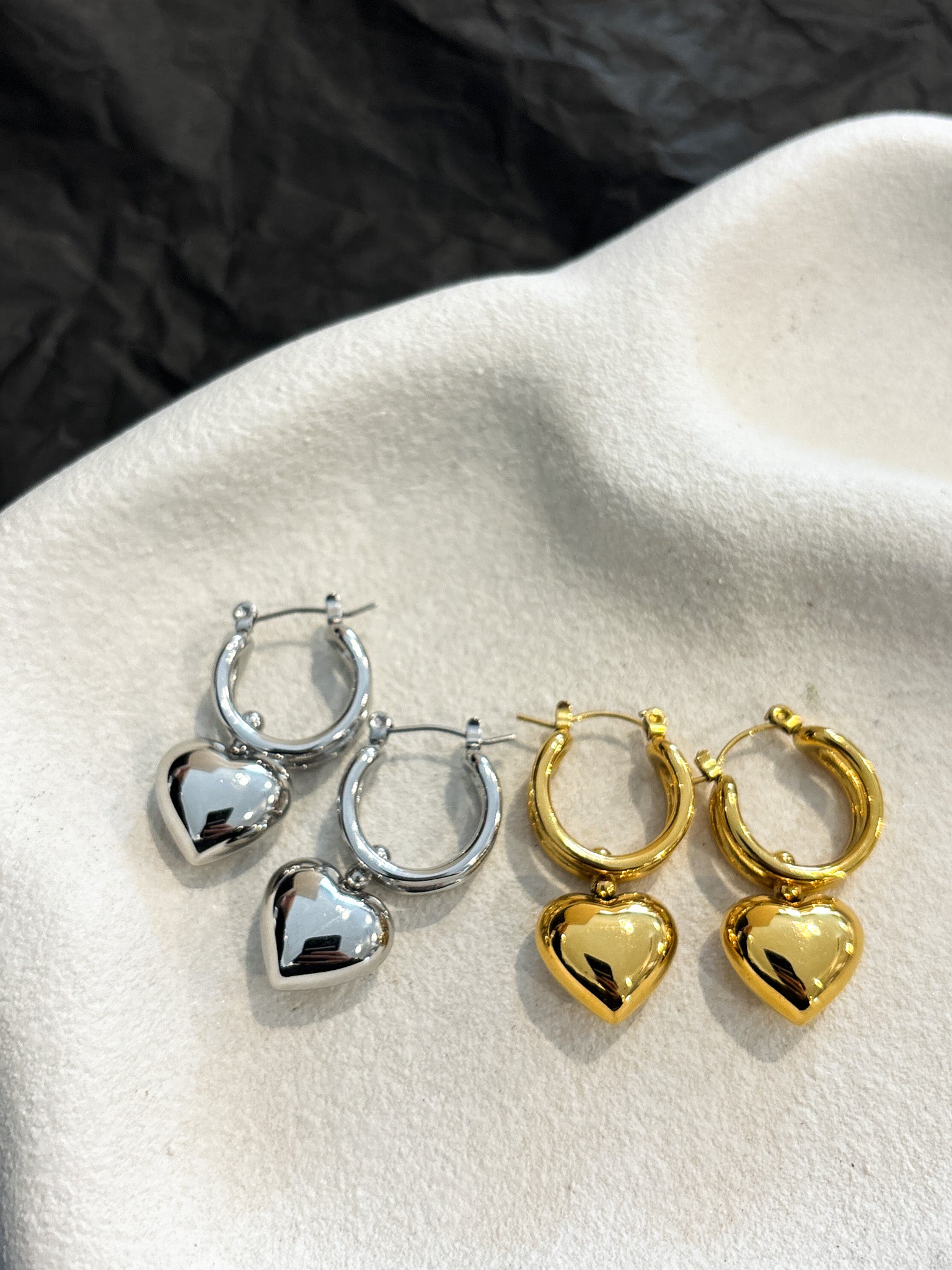 Rome Heart White Gold Plated Earrings