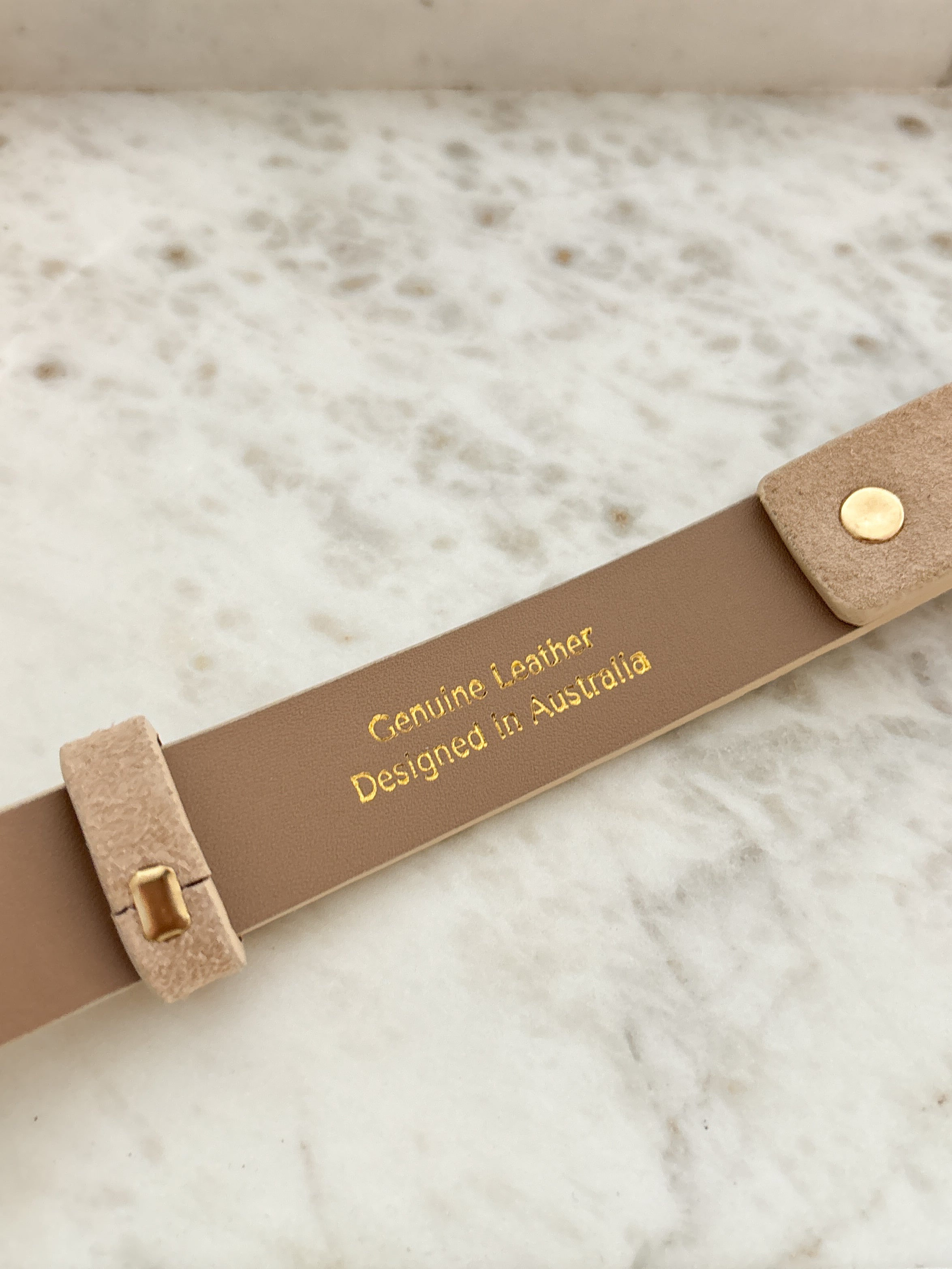 Halley Suede Buckle Belt in Stone