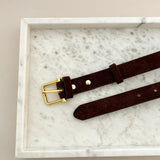 Halley Suede Buckle Belt in Brown