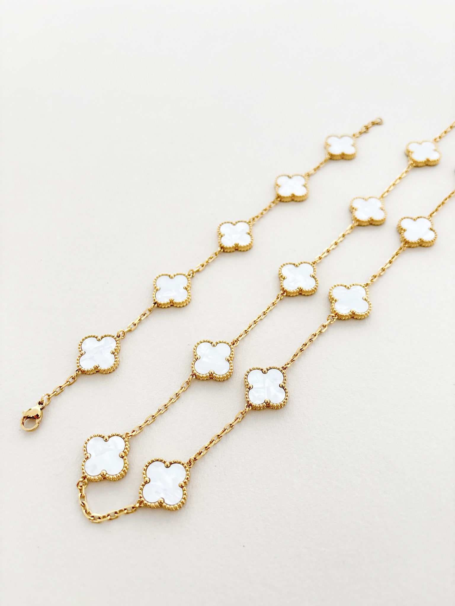 Charlotte 18K Gold Plated Necklace in White