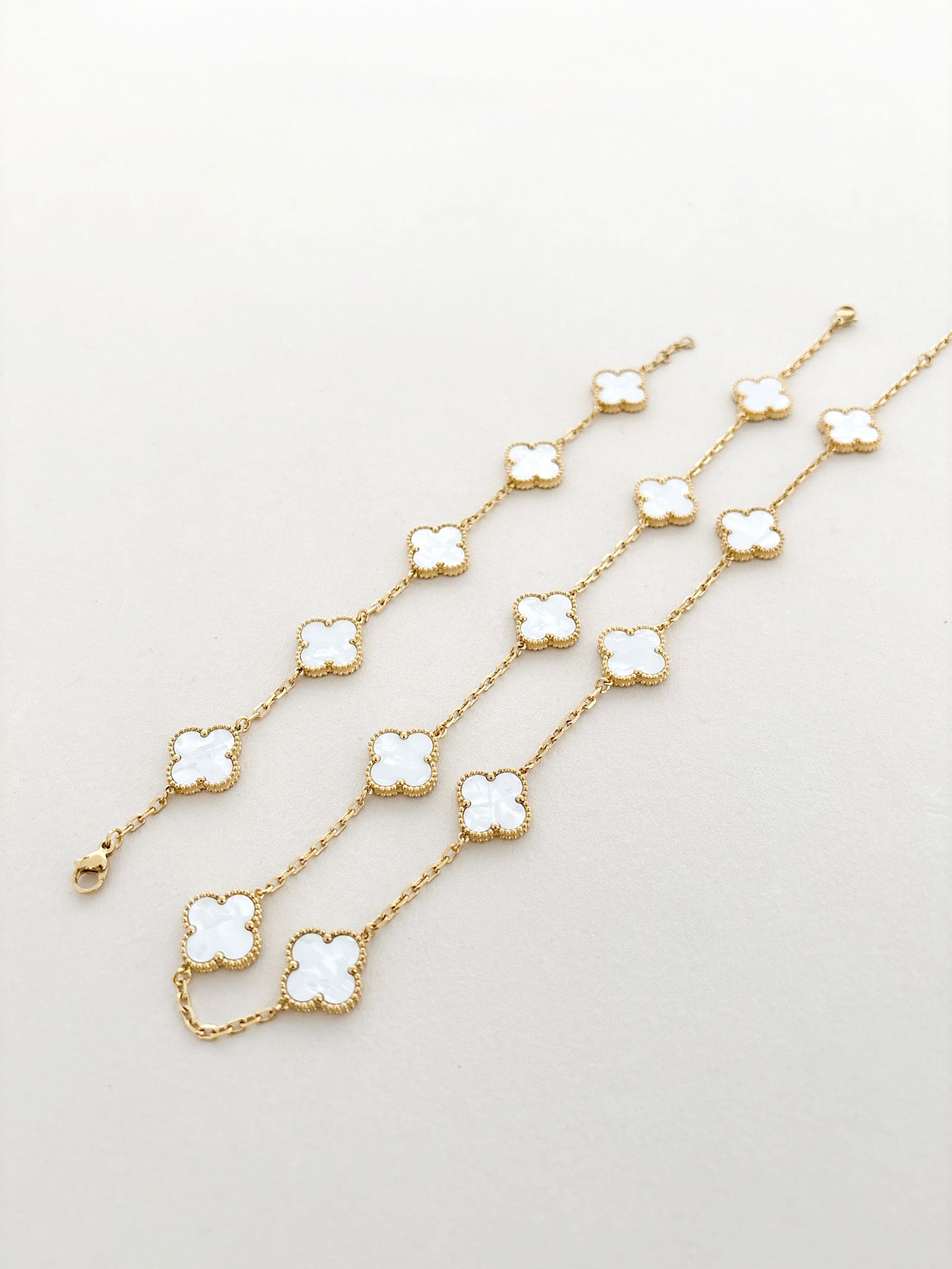 Charlotte 18K Gold Plated Necklace in White