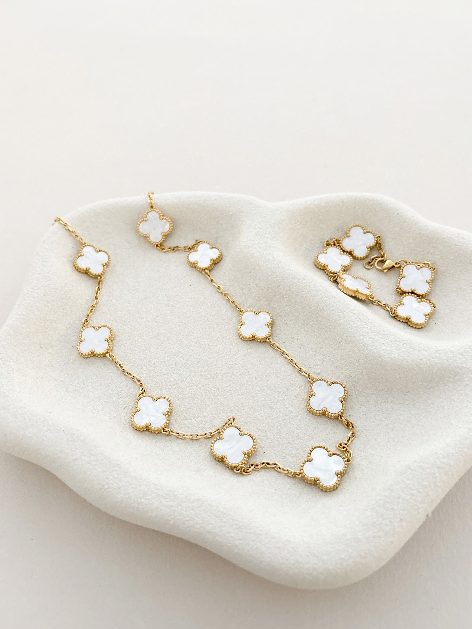 Charlotte 18K Gold Plated Necklace in White