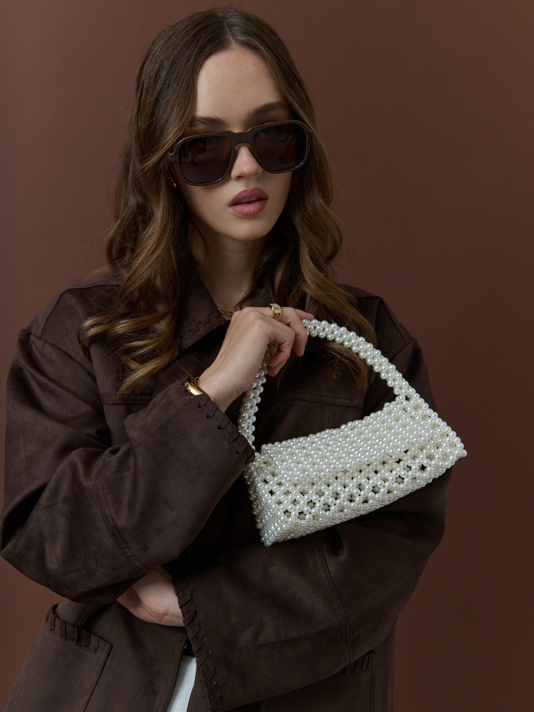 Camilia Beaded Pearl Clutch