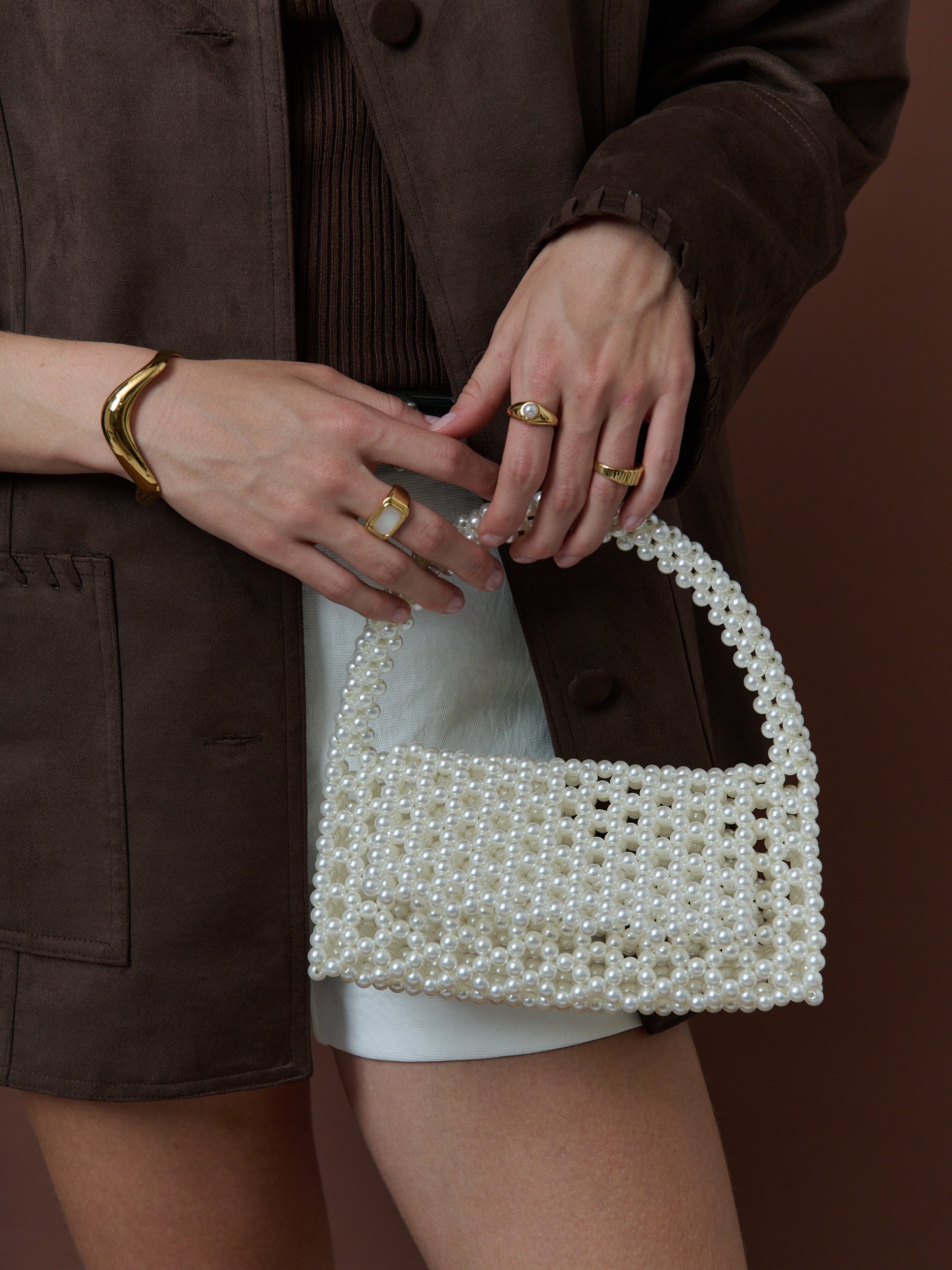 Camilia Beaded Pearl Clutch