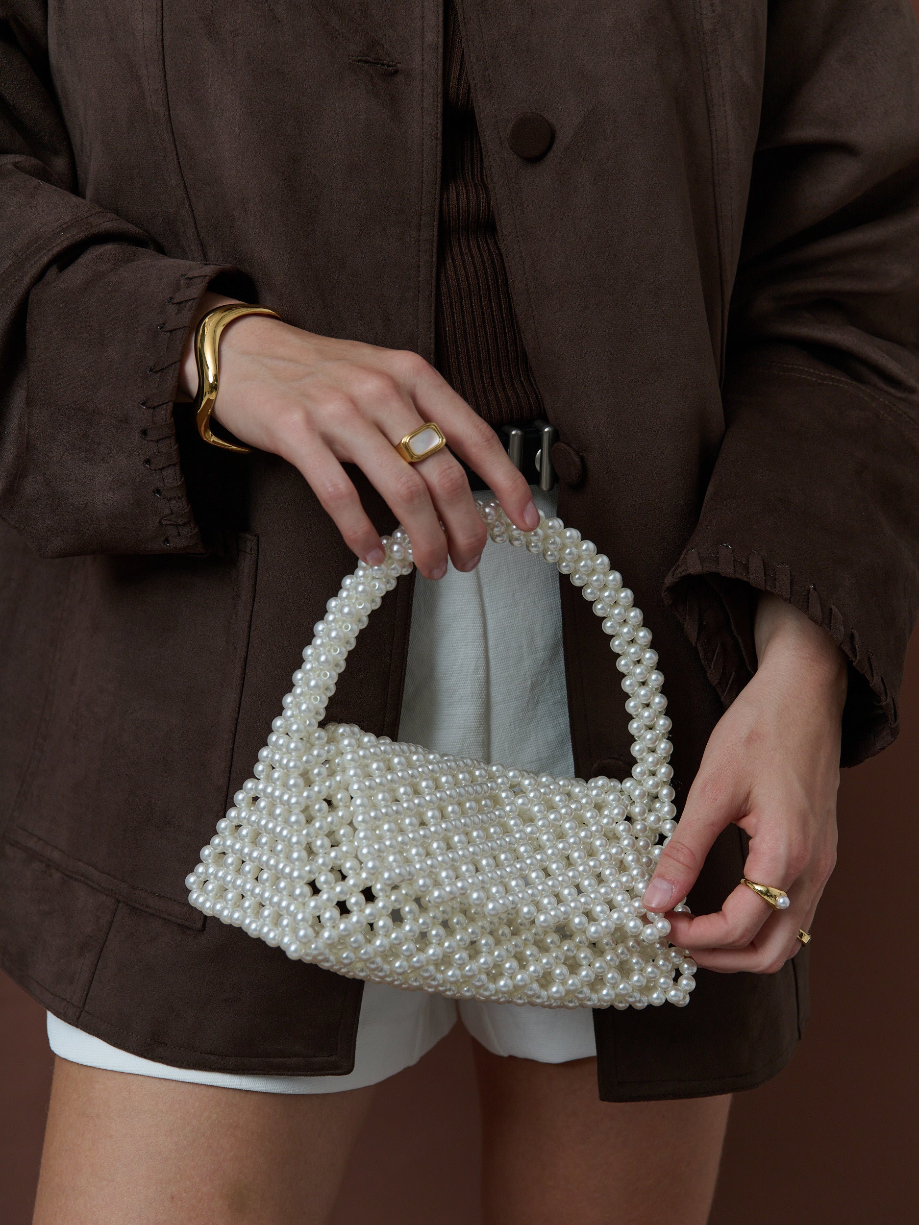 Camilia Beaded Pearl Clutch