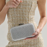 Romie Rhinestone Clutch Bag in Silver