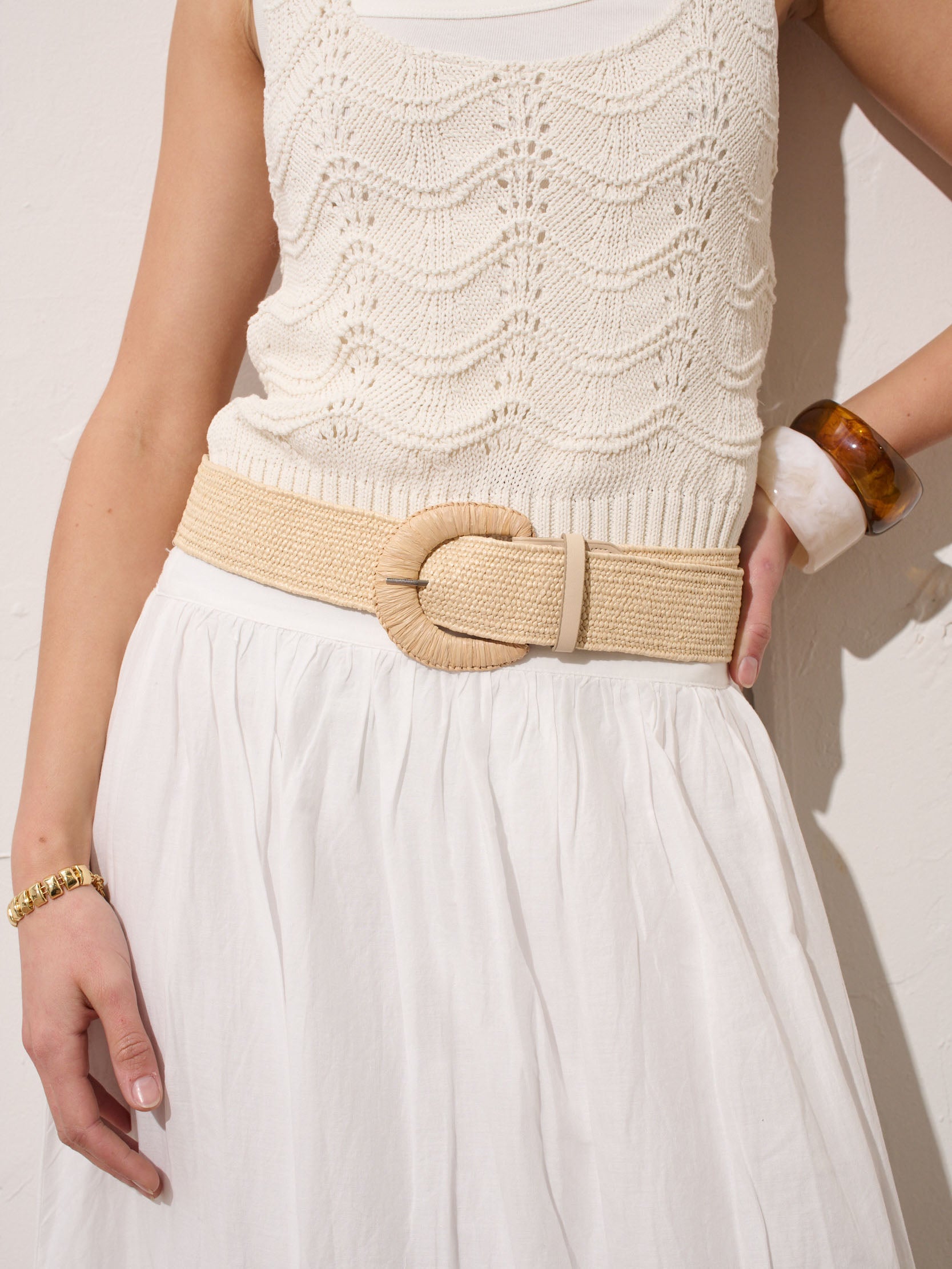 Astrid Straw Woven Stretchy Belt
