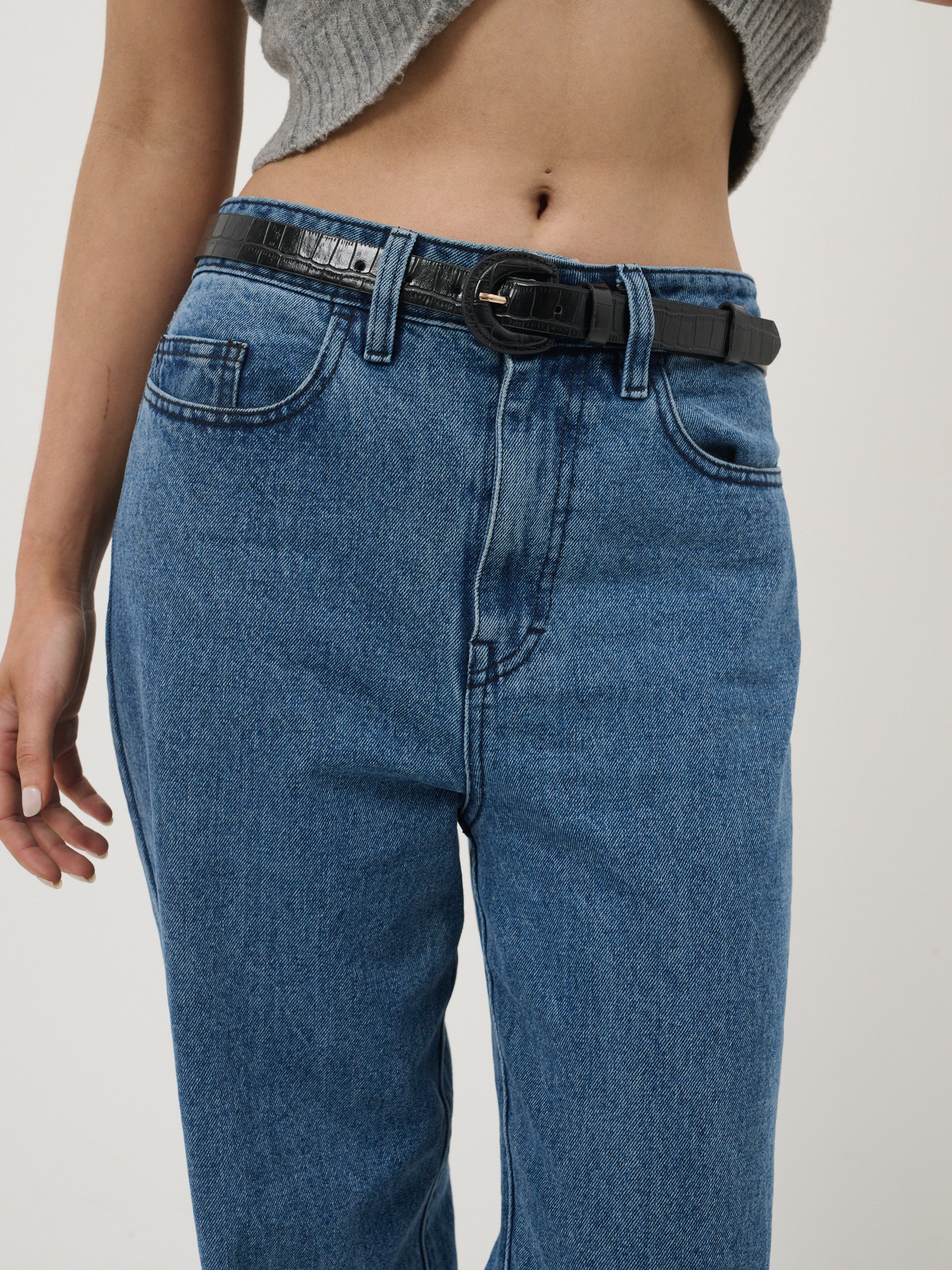Zoey Croc PU Thin Belt