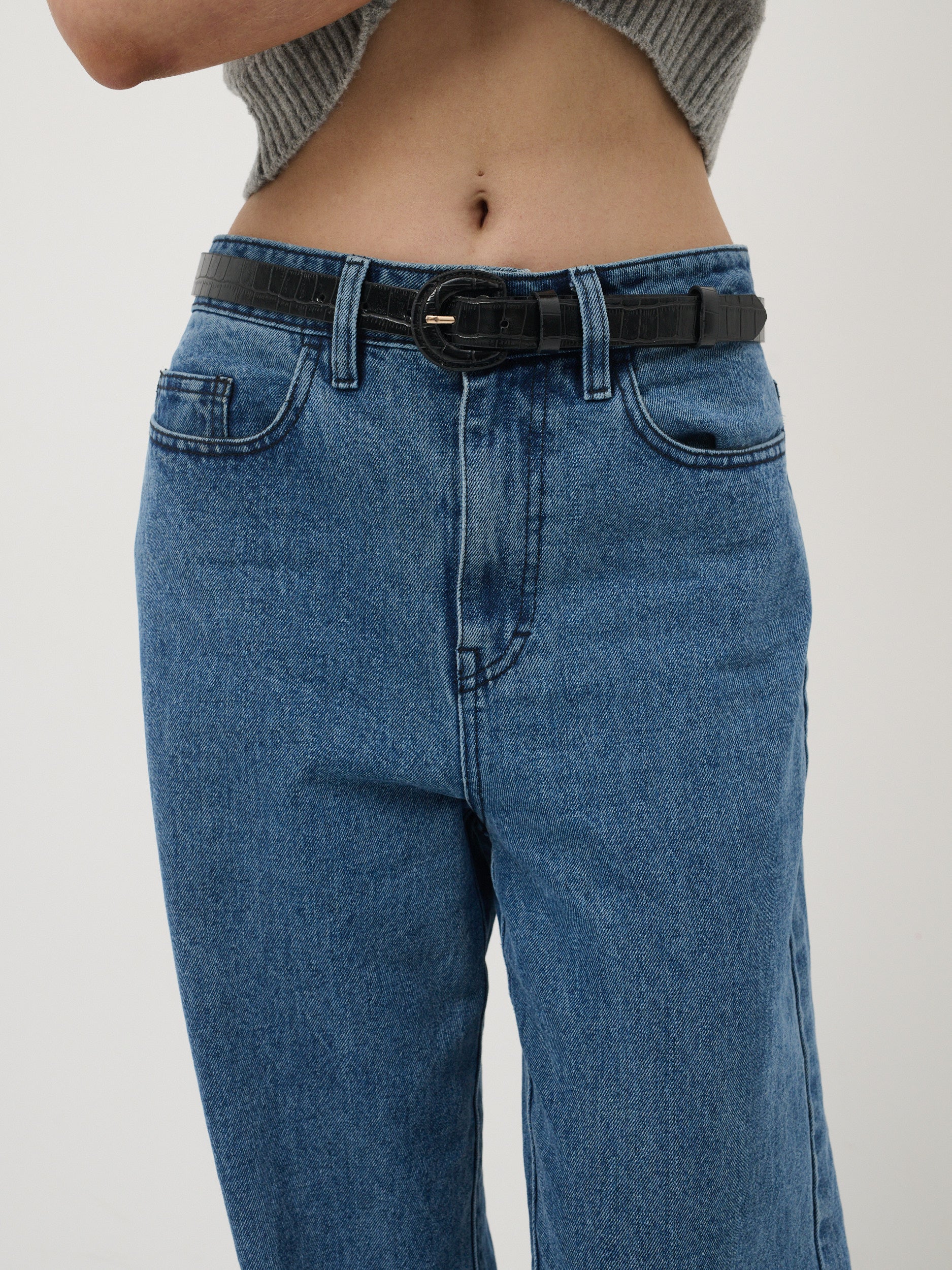 Zoey Croc PU Thin Belt