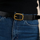 Geometric Buckle Croc Belt