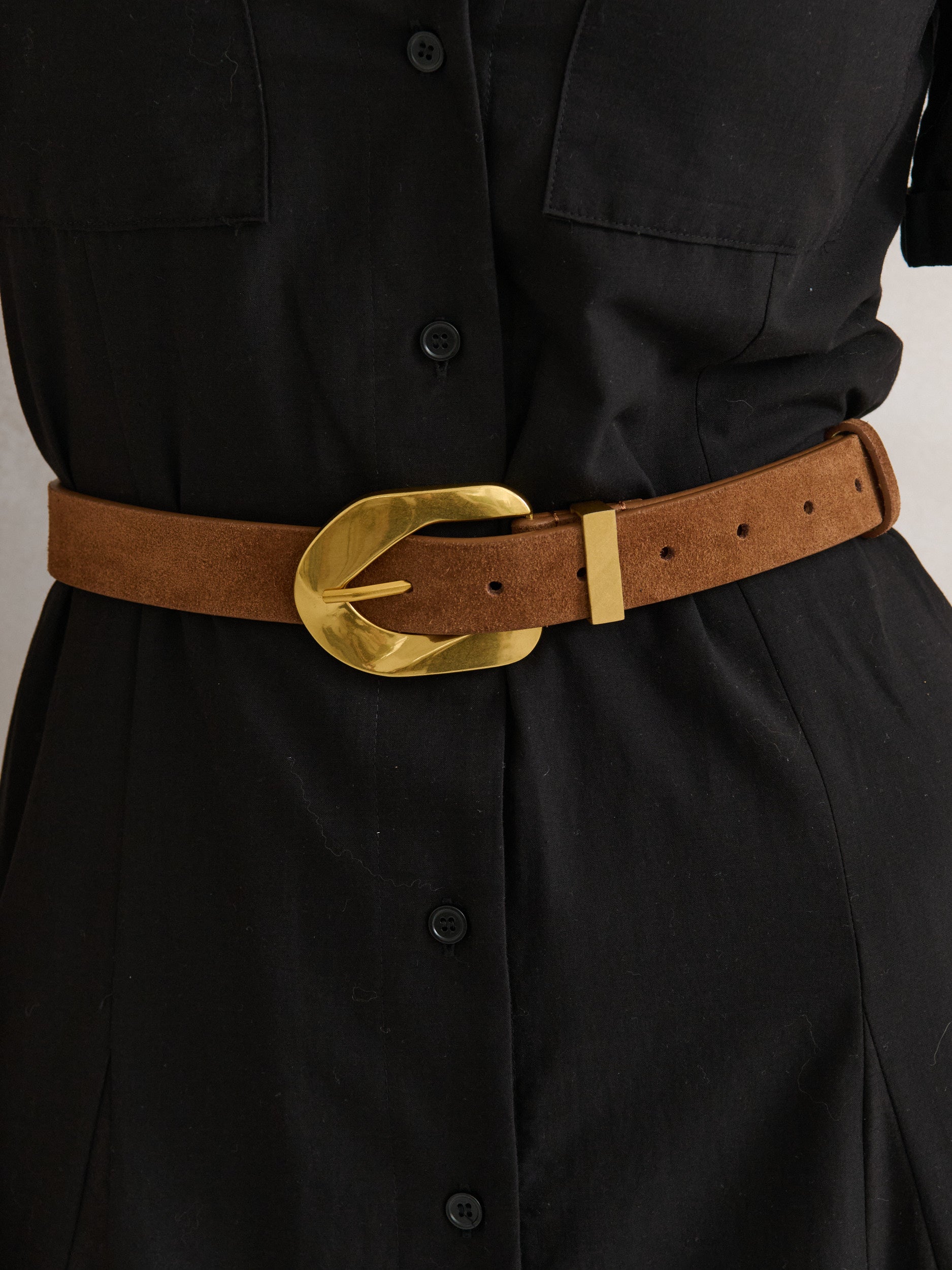 Genuine Suede Chain Buckle Belt