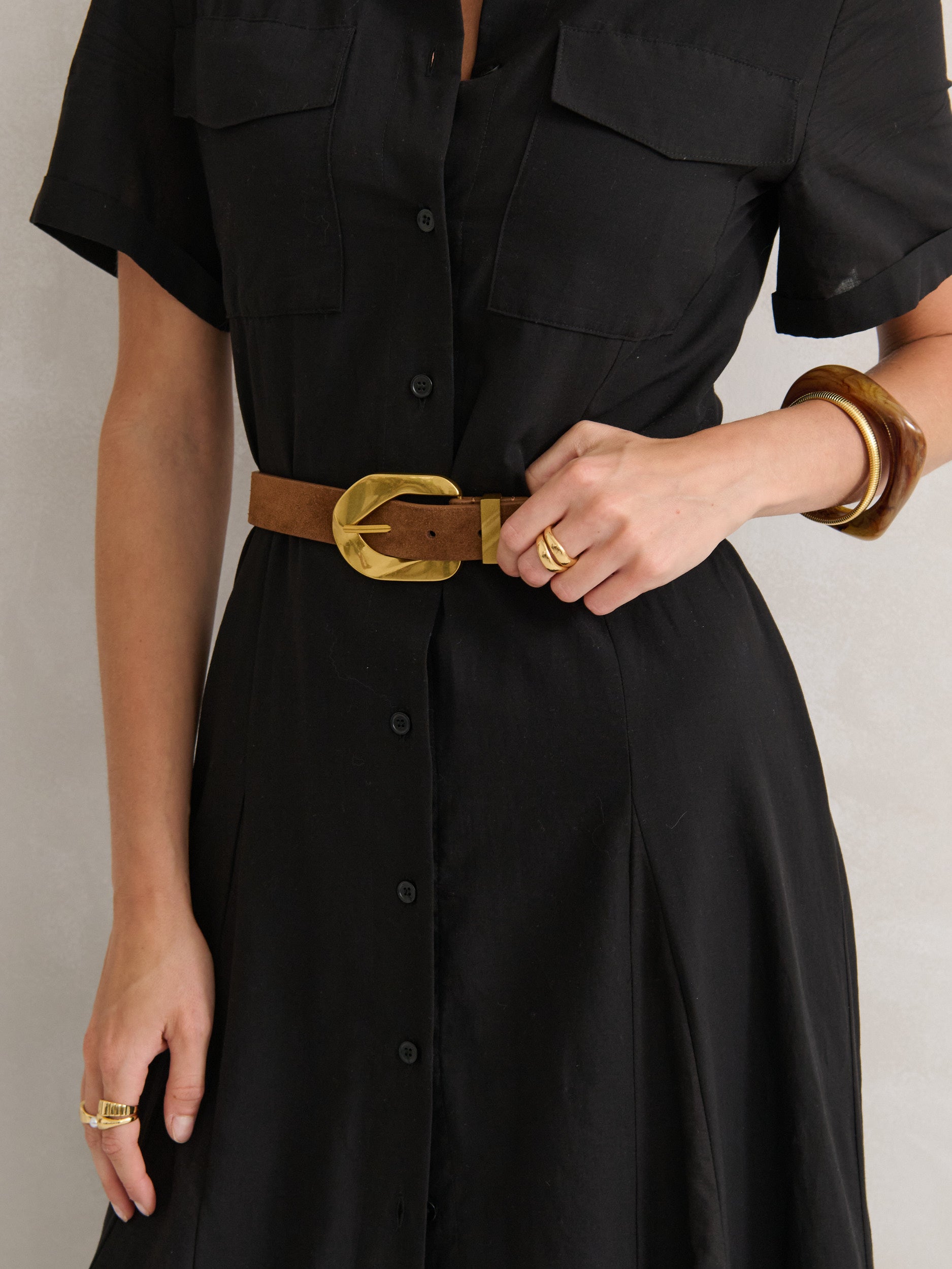 Genuine Suede Chain Buckle Belt