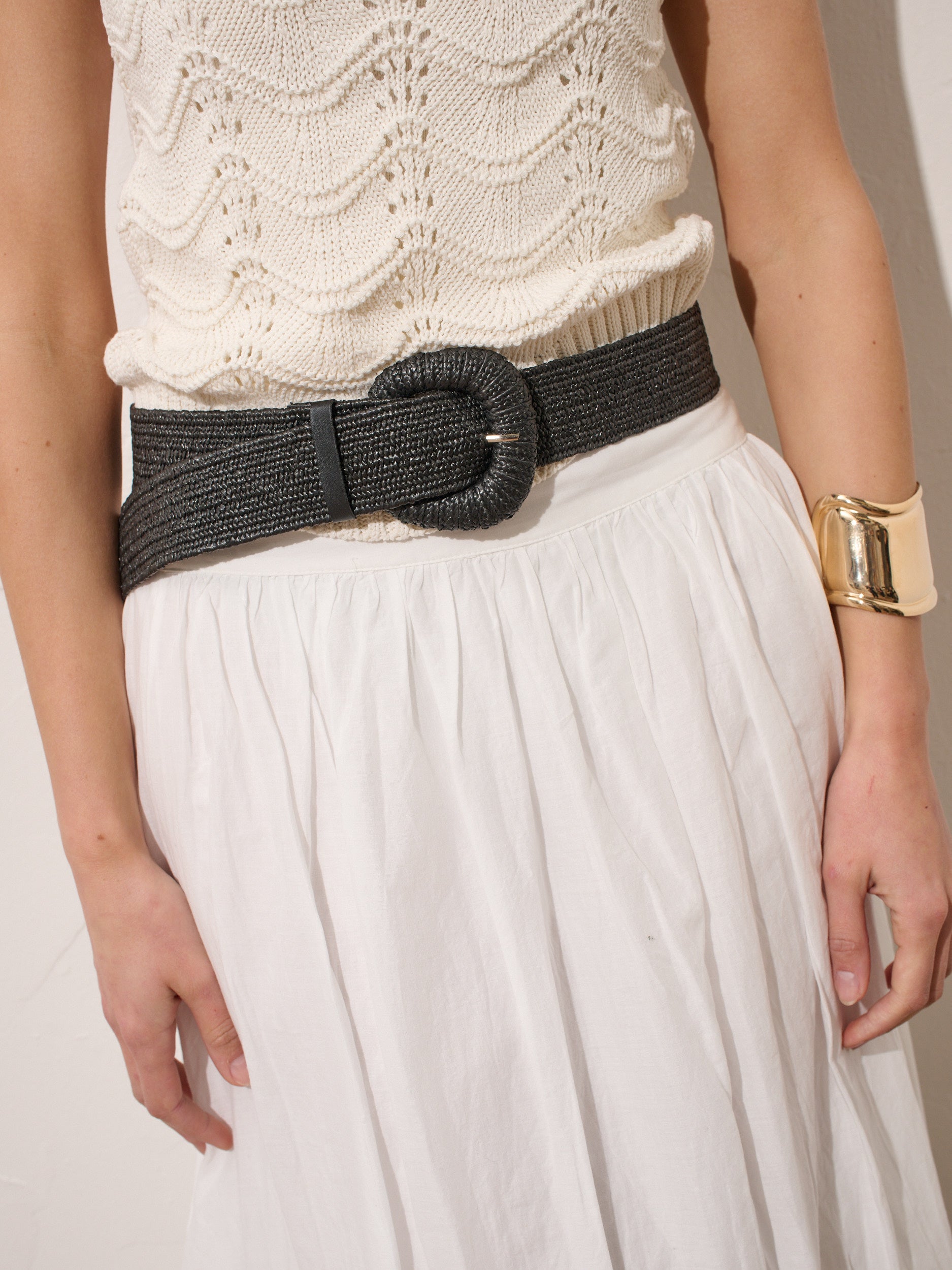 Eudice Point Buckle Straw Belt (2 col)
