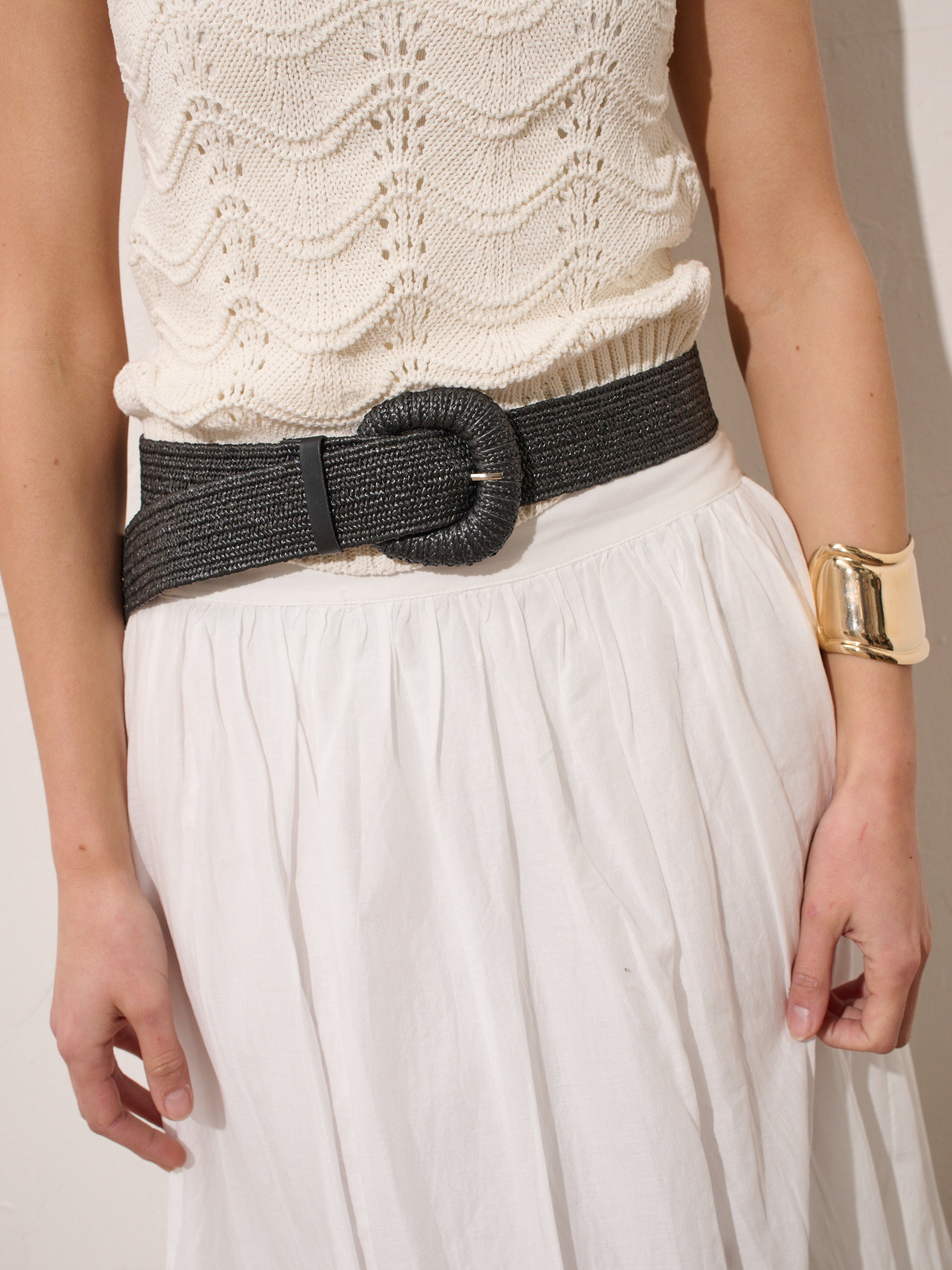 Eudice Point Buckle Straw Belt (2 col)