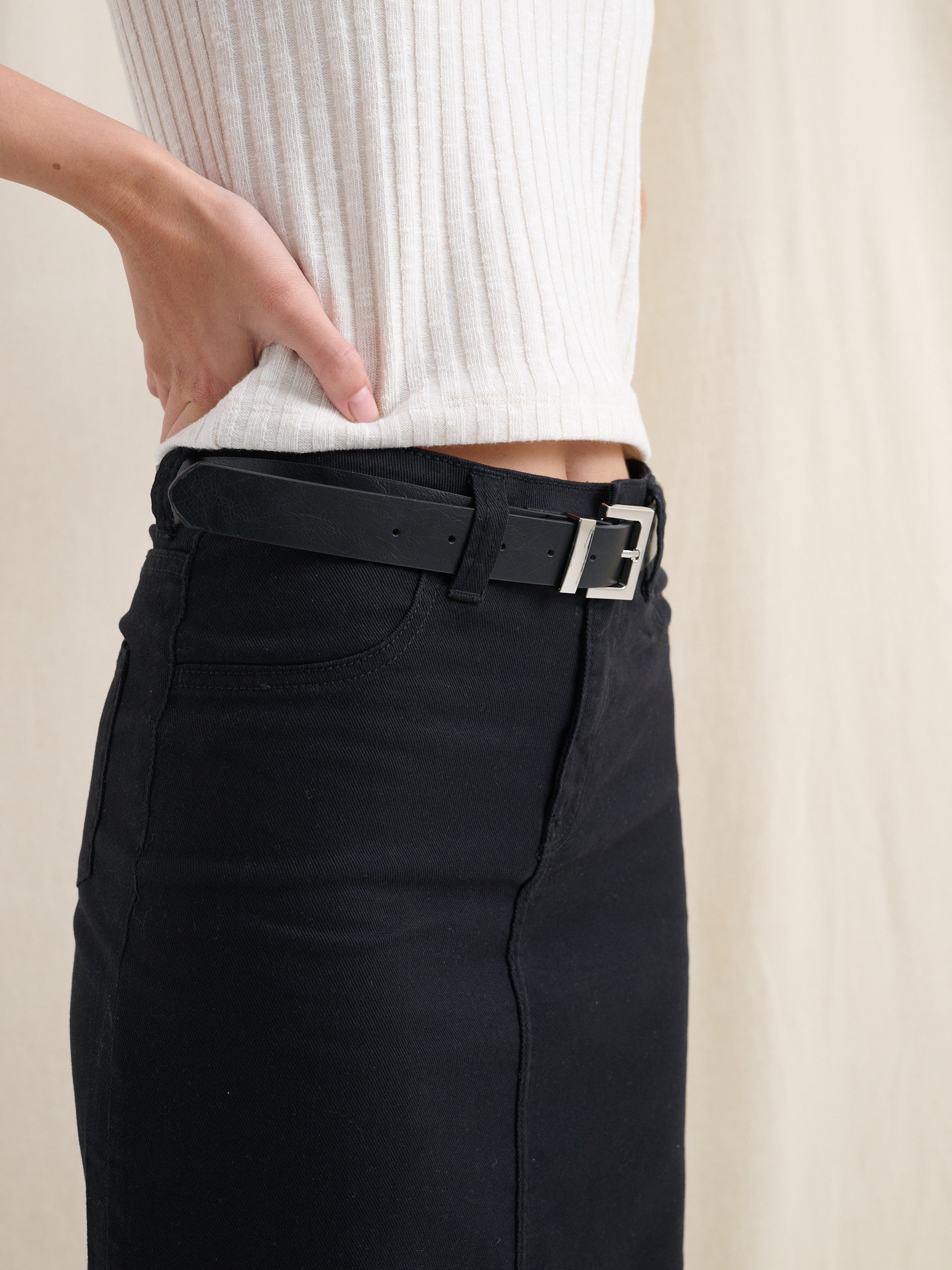 Half Square Basic Belt - Silver