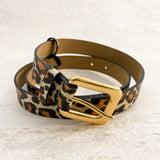 Leopard Square Buckle PU Belt