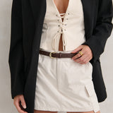 Lomance Skinny Belt in Brown/Gold