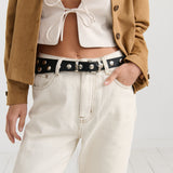 Linda Studded Western Belt in Black