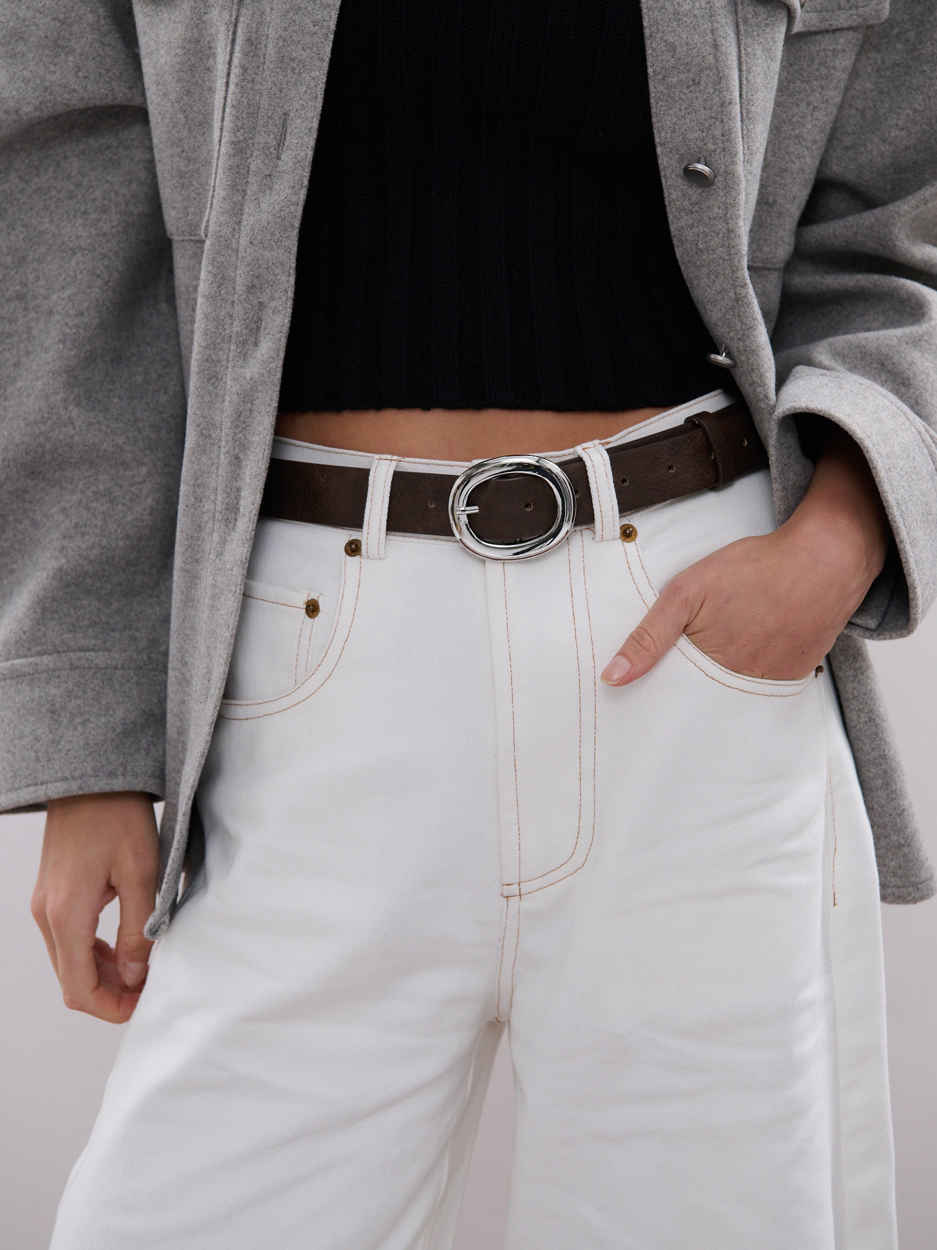 Molly Everyday Belt in Brown/Silver