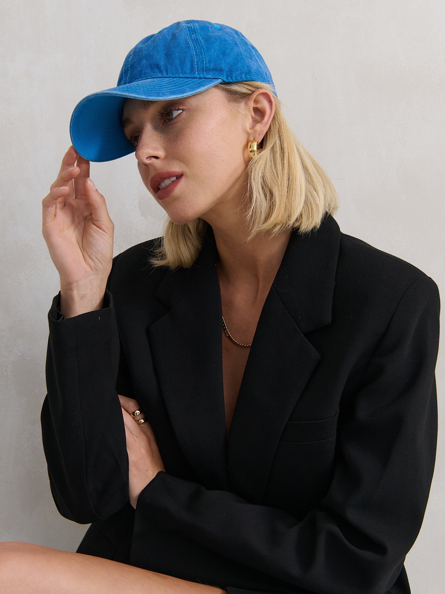 Christina Cotton Baseball Cap in Blue