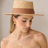 Island Ribbon Straw Boater Hat
