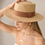 Island Ribbon Straw Boater Hat