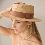 Island Ribbon Straw Boater Hat