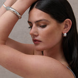 Metal Open Cuff Bangle in Silver