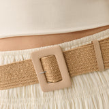 Amrita Leather Buckle Straw Belt