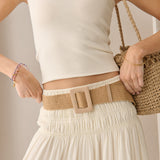 Amrita Leather Buckle Straw Belt