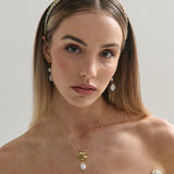 Elaine Stud Skinny Headband in White