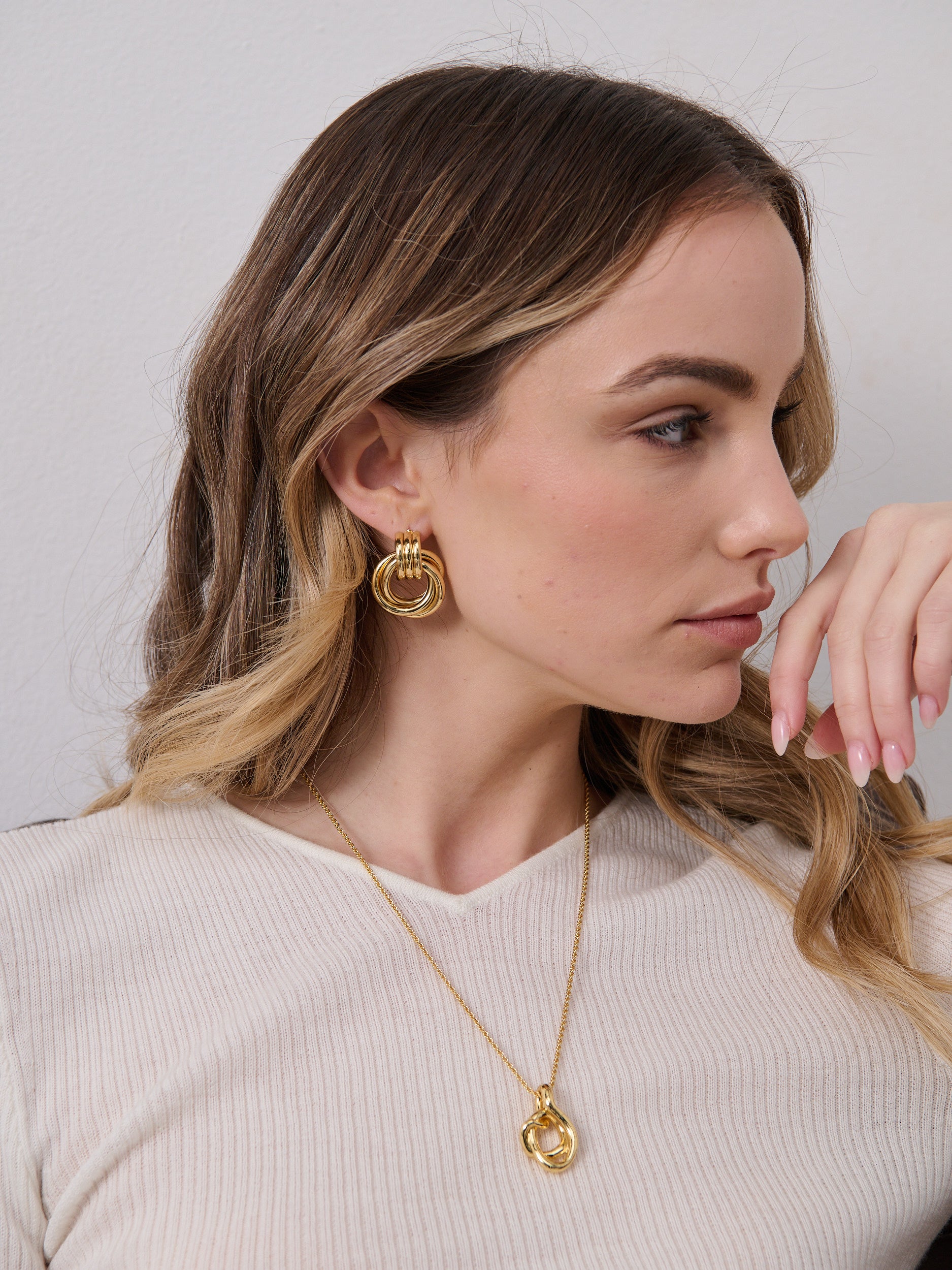 Large Knotted 18K Gold Plated Earrings