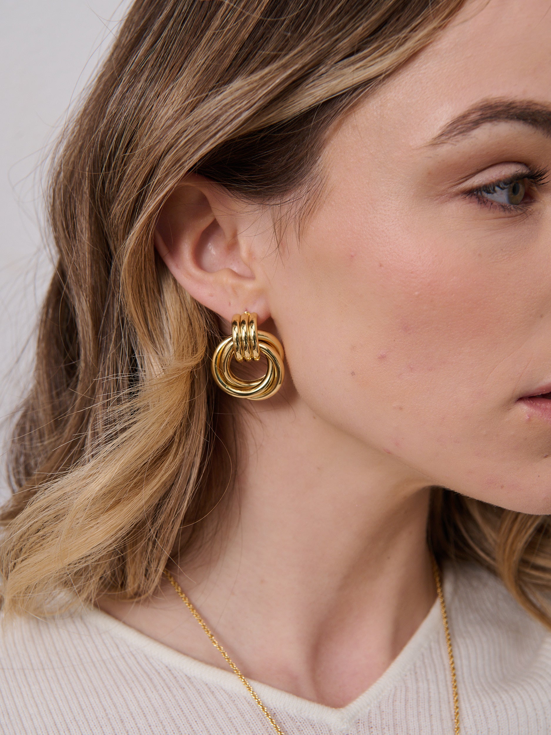 Large Knotted 18K Gold Plated Earrings