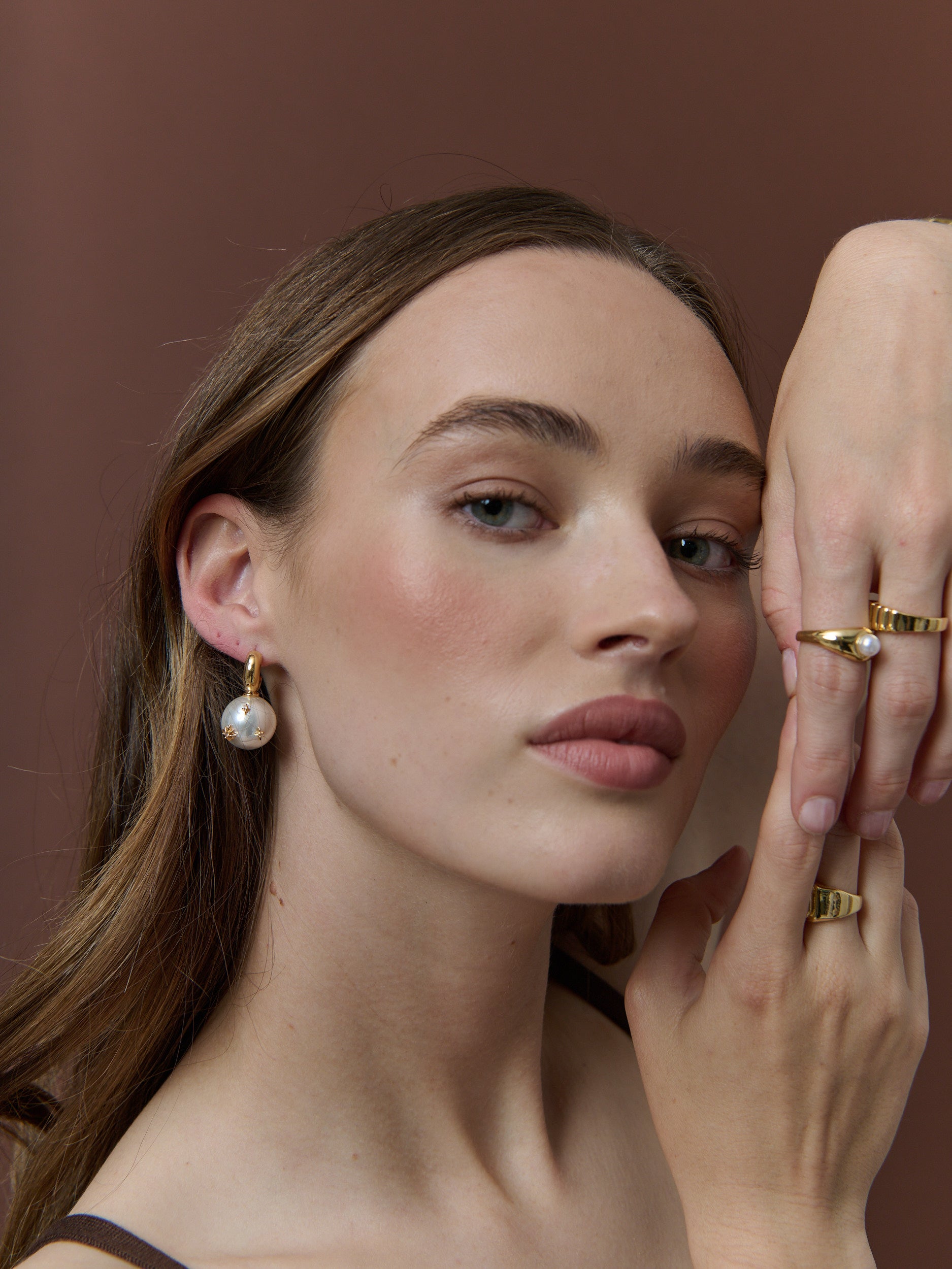Layla Pearl Ball 18K Gold Plated Earrings