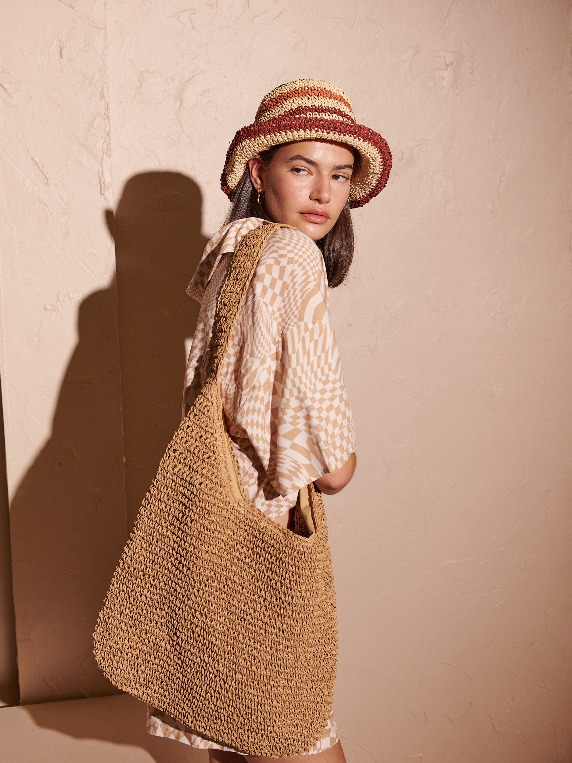 Alana Striped Straw Bucket Hat