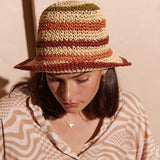 Alana Striped Straw Bucket Hat