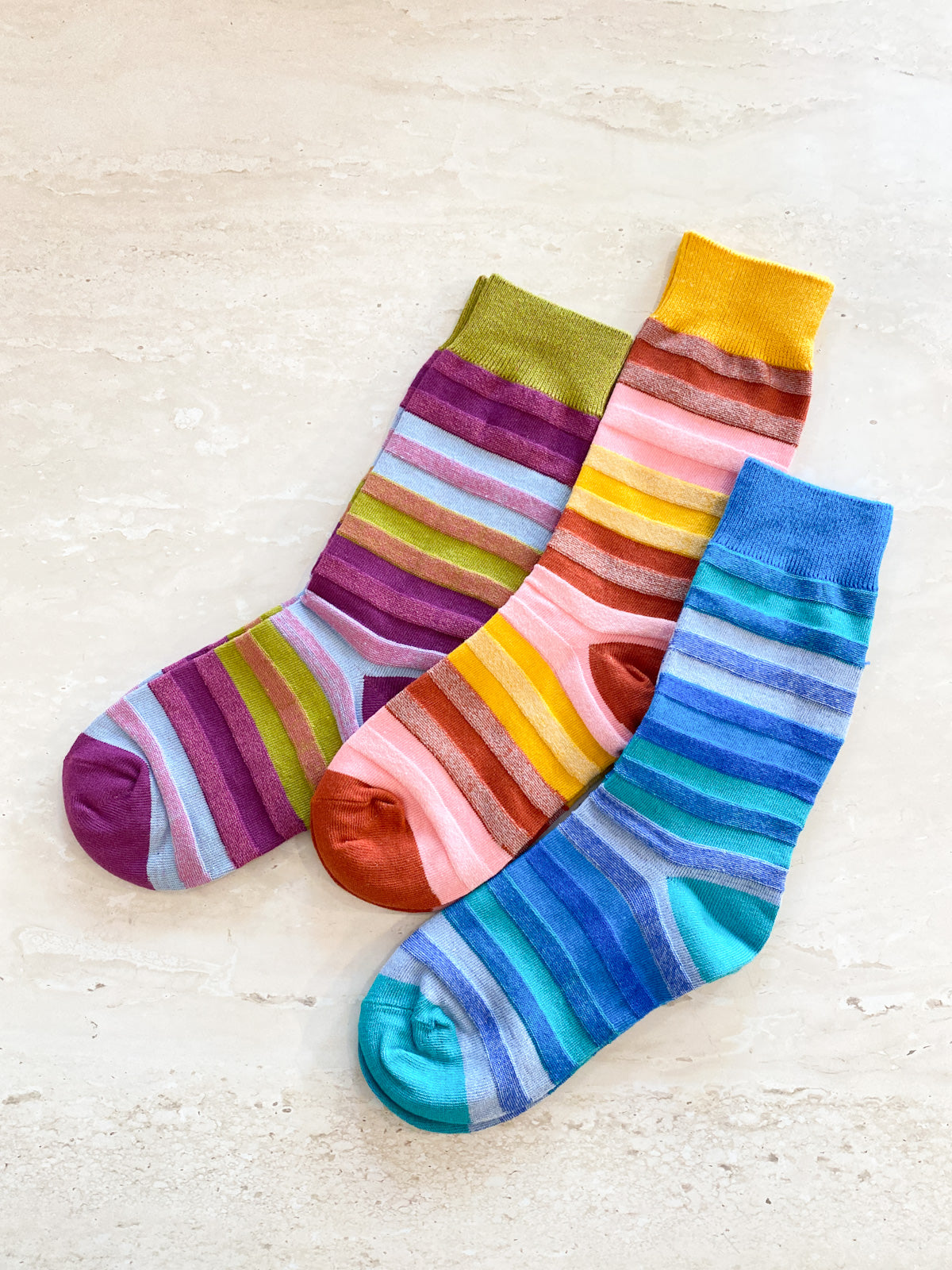 Multi Stripe Crew Socks