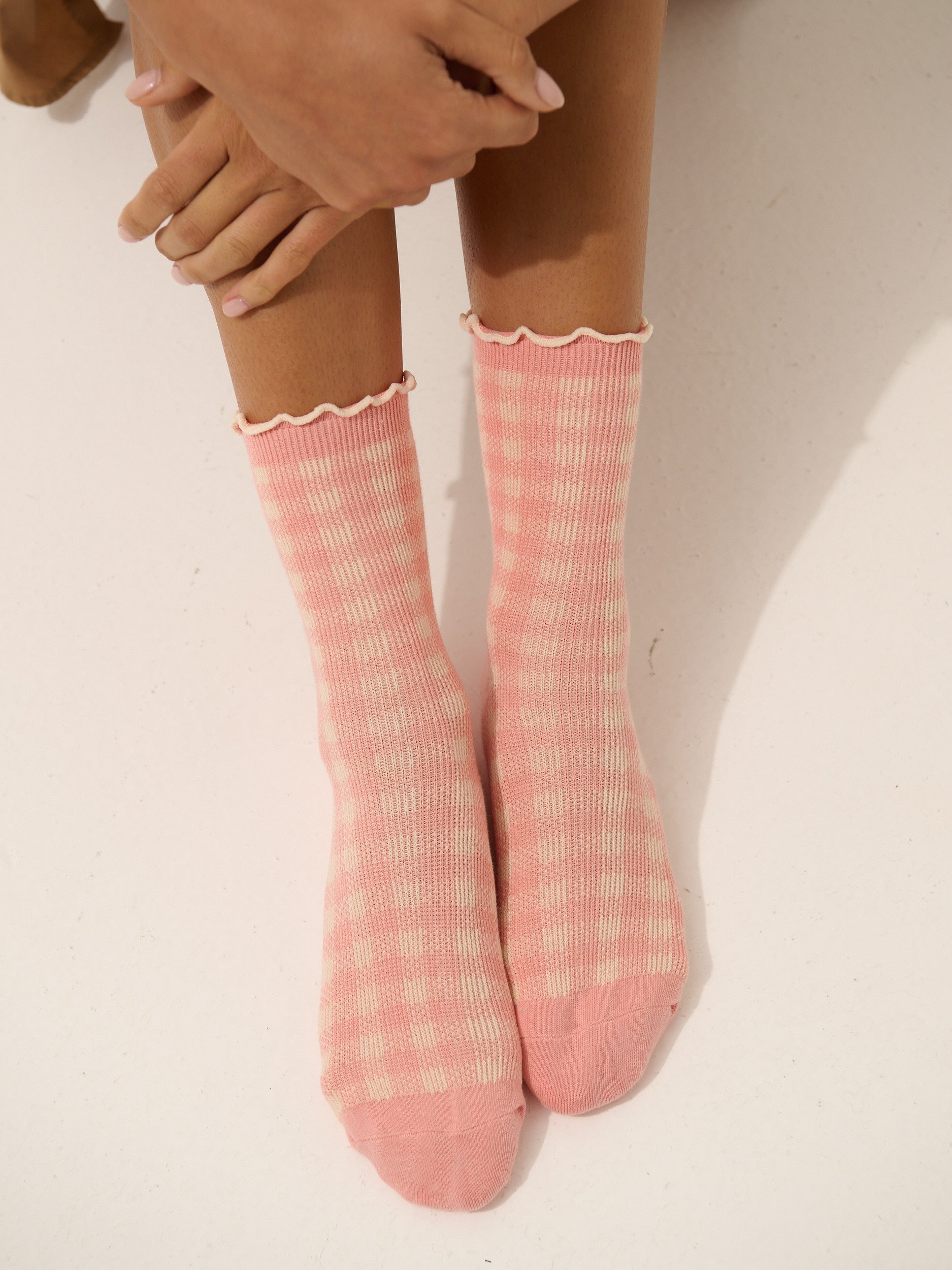 Checkered Jacquard Crew Socks (3col)