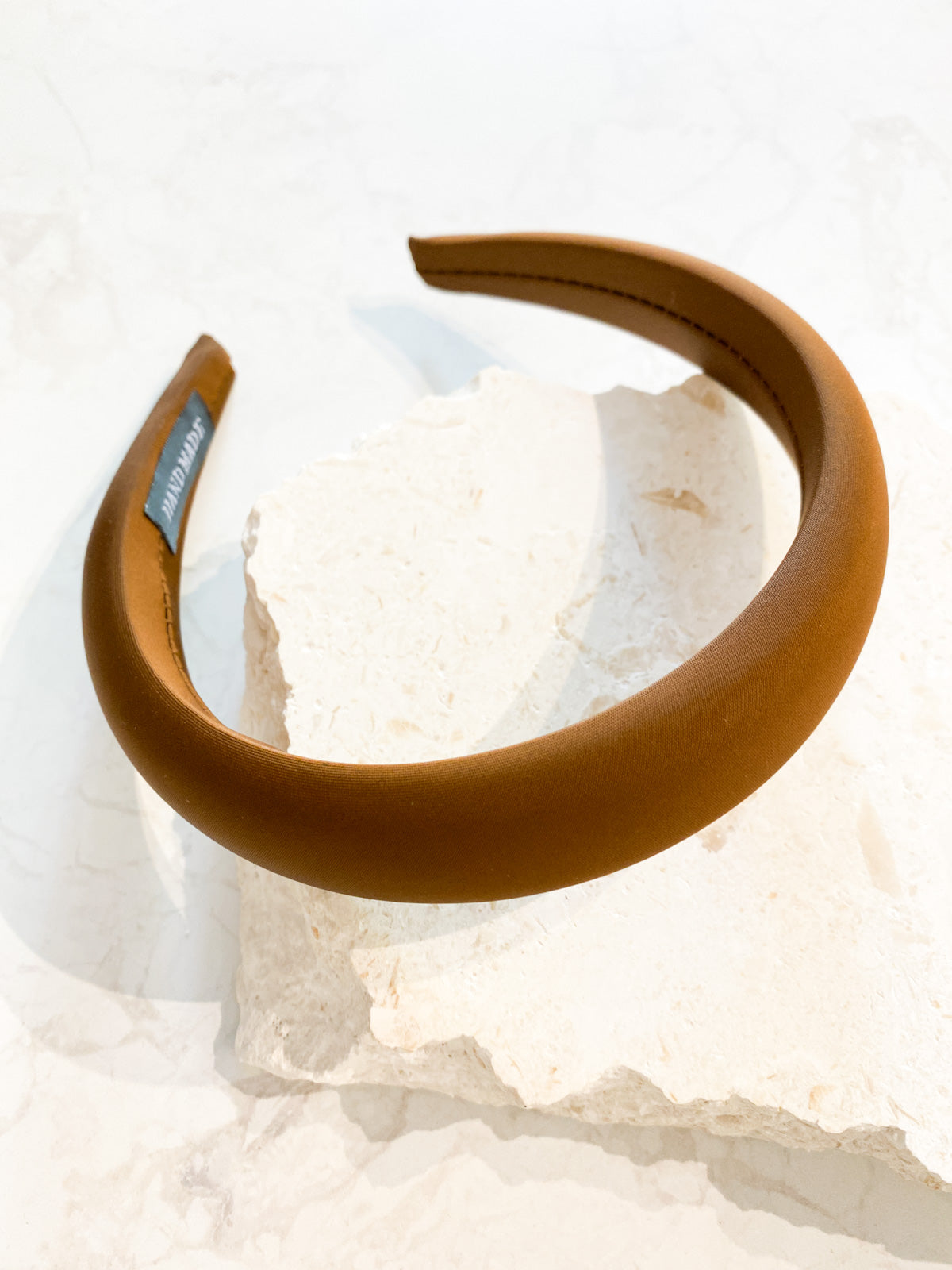 Satin Plain Padded Headband in Black / Brown